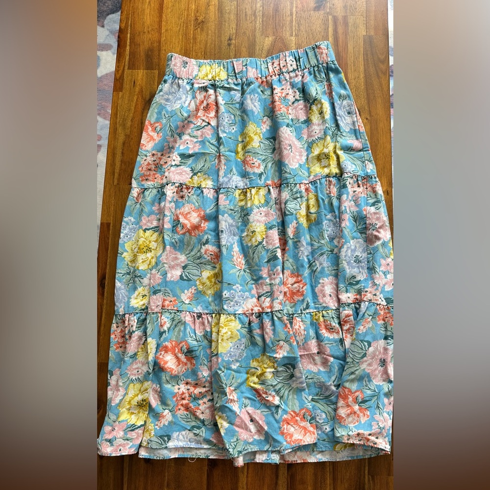 LOFT Multicolor Floral Maxi Skirt